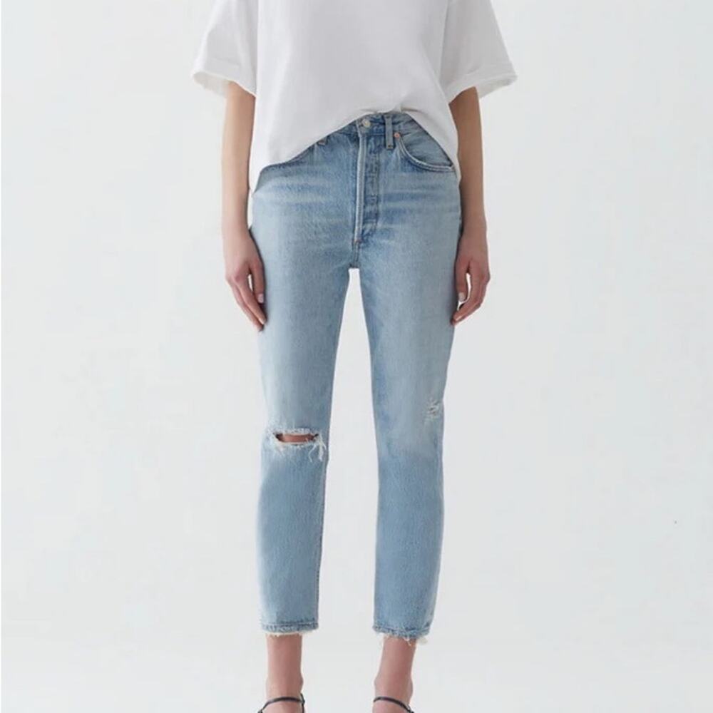 AGOLDE Riley High Rise Straight Crop Jeans Button Fly